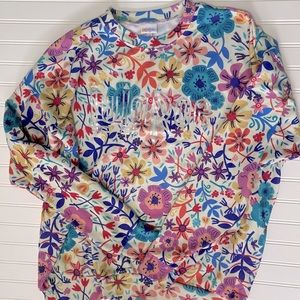 2XL Very Soft Floral Sweatshirt LuLaRoe in Silver Foil. Worn Once